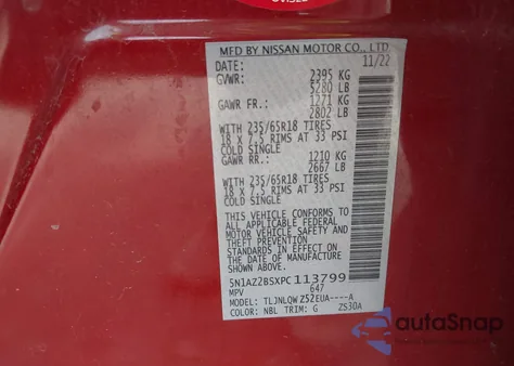 2023 Nissan Murano Sv Intelligent Awd from USA, damaged, VIN 5N1AZ2BSXPC113799